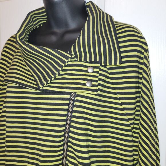 People Like Frank Top 14 Green Striped Moto Zipper Anthropologie Beetlejuice - Picture 2 of 11